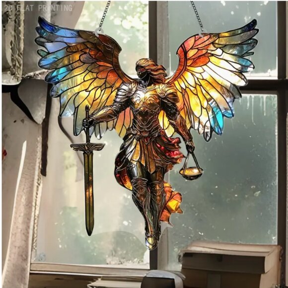 Suncatcher Archangel Michael with Sword Acrylic 2D NWT - Picture 1 of 2